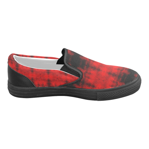 Red Black Gothic Pattern Women's Unusual Slip-on Canvas Shoes (Model 019)