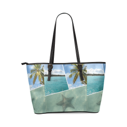 Caribbean Collage Leather Tote Bag/Large (Model 1640)