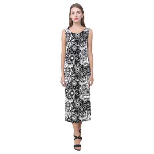 sugar skull Phaedra Sleeveless Open Fork Long Dress (Model D08)