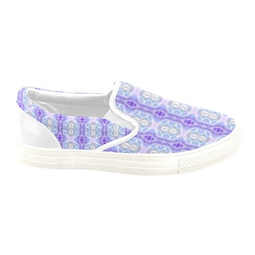 Light Blue Purple White Girly Pattern Women's Unusual Slip-on Canvas Shoes (Model 019)