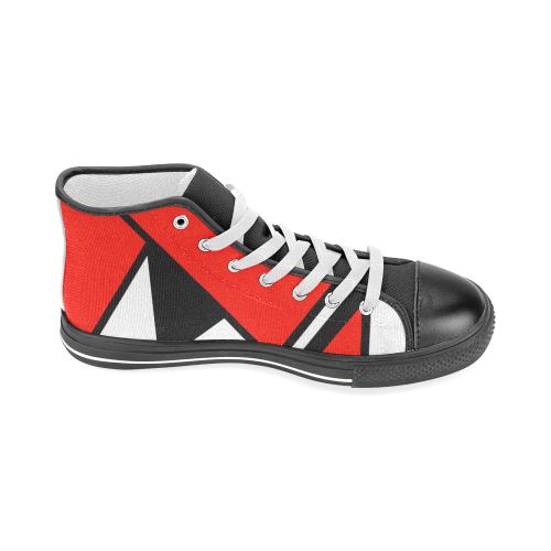 Red, Black, White Geometric by ArtformDesigns Men’s Classic High Top Canvas Shoes (Model 017)