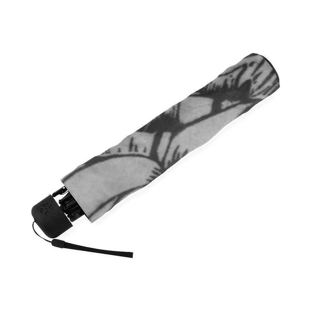 black and white palm flowers Foldable Umbrella (Model U01)