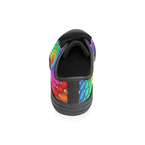 Psychedelic Rainbow Spiral Fractal Men's Classic Canvas Shoes/Large Size (Model 018)