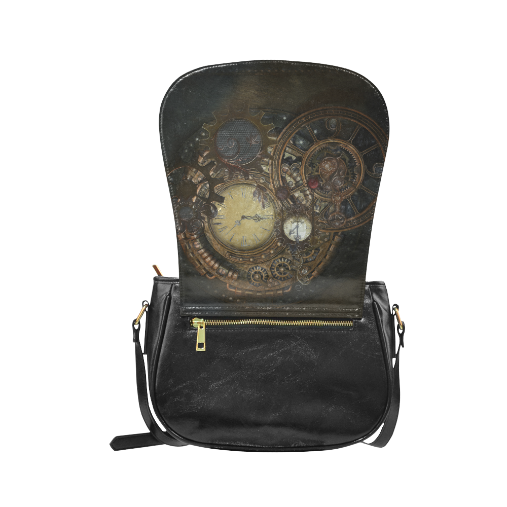 Painting Steampunk clocks and gears Classic Saddle Bag/Small (Model 1648)