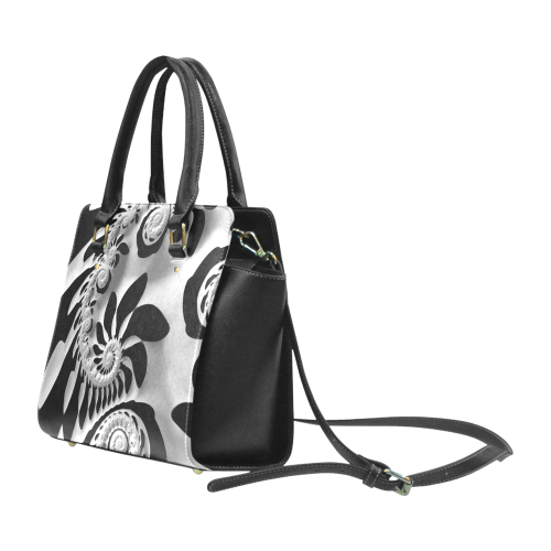 Black and White Spiral Classic Shoulder Handbag (Model 1653)