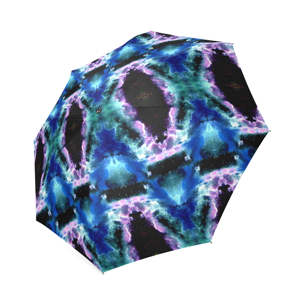 Blue, Light Blue, Metallic Diamond Pattern Foldable Umbrella (Model U01)
