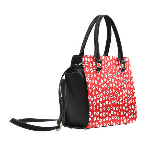 Red Black White Flower Floral Pattern Classic Shoulder Handbag (Model 1653)