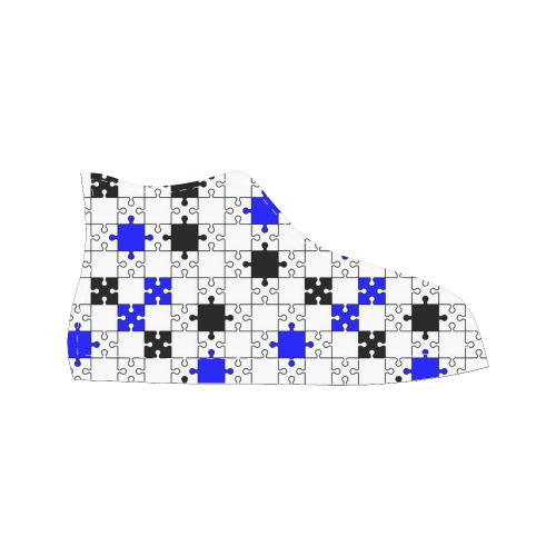 puzzle fun D Men’s Classic High Top Canvas Shoes /Large Size (Model 017)