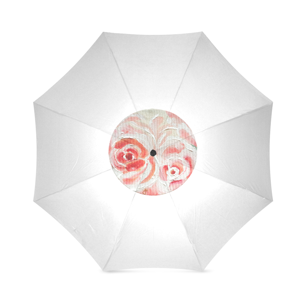 peach plum roses Foldable Umbrella (Model U01)