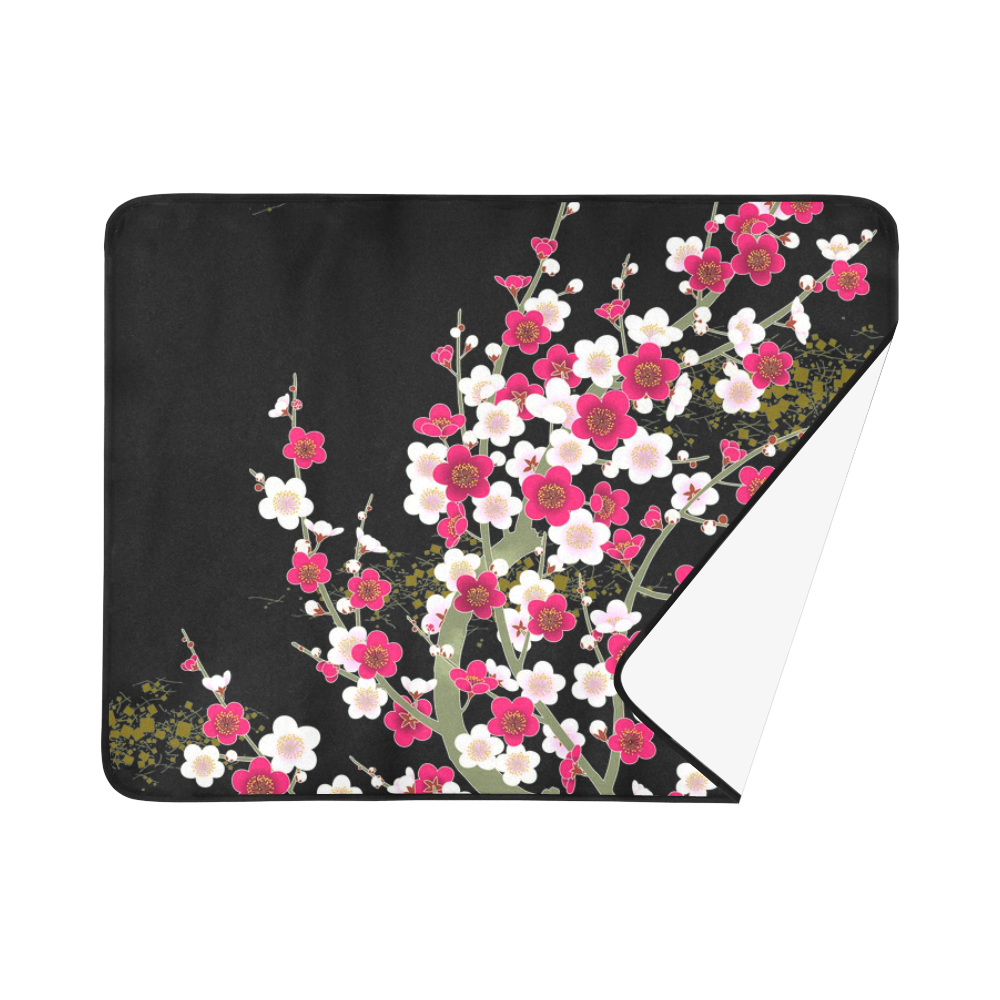 Pink White Sakura Floral Beach Mat 78"x 60"