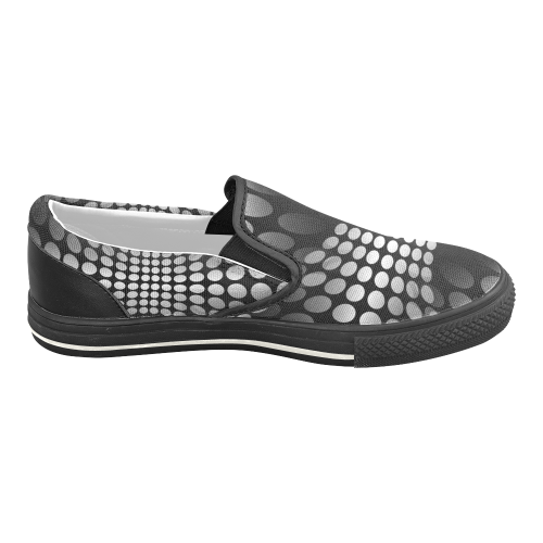 Abstract Dots HOURGLASS black grey white Men's Unusual Slip-on Canvas Shoes (Model 019)
