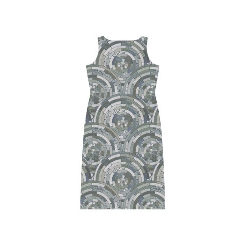 Stones Round Mosaic Pattern - grey Phaedra Sleeveless Open Fork Long Dress (Model D08)