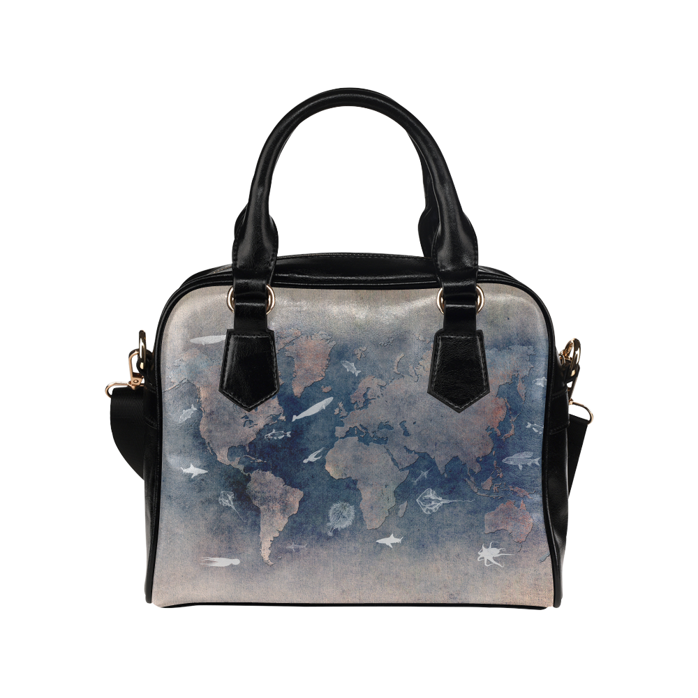 world map 26 Shoulder Handbag (Model 1634)