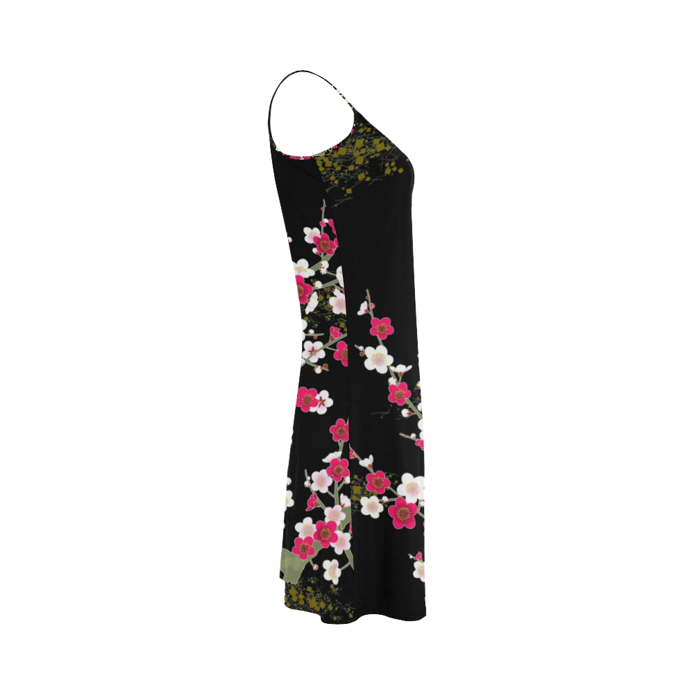 Pink White Sakura Floral Alcestis Slip Dress (Model D05) | ID: D626984