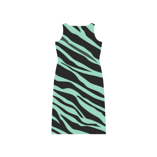 Mint Green Zebra Stripes Phaedra Sleeveless Open Fork Long Dress (Model D08)