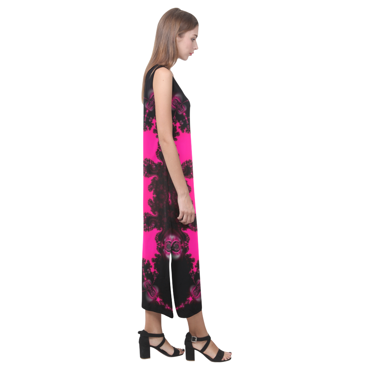 Geometric Floral Summer - Vanilla Phaedra Sleeveless Open Fork Long Dress main image 1