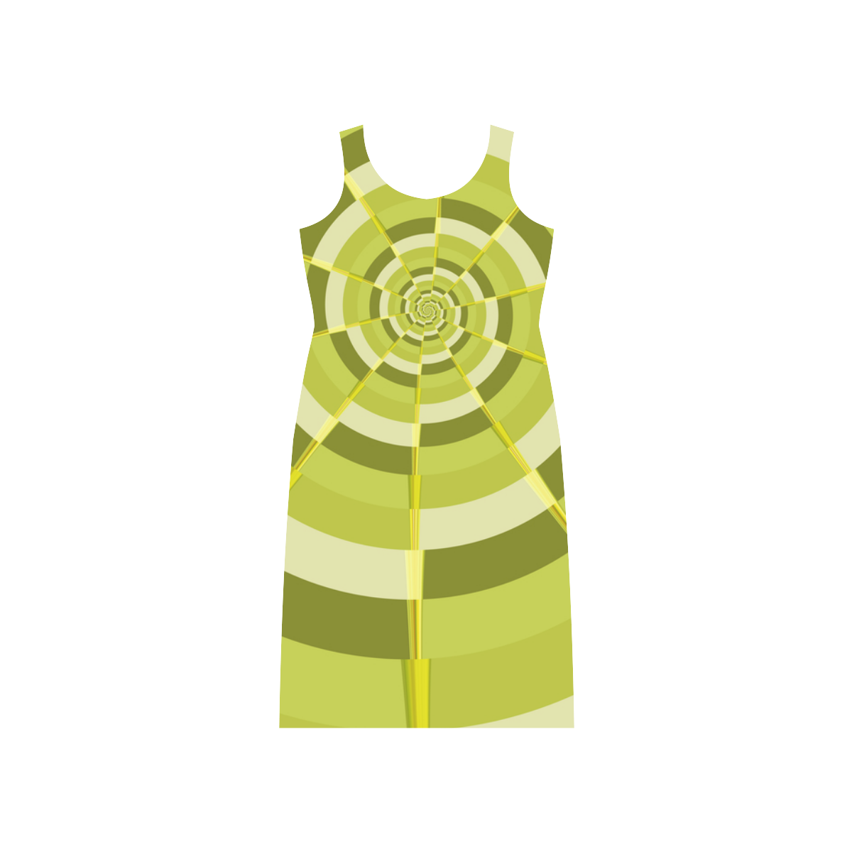 Crazy Dart Green Gold Spiral Phaedra Sleeveless Open Fork Long Dress (Model D08)
