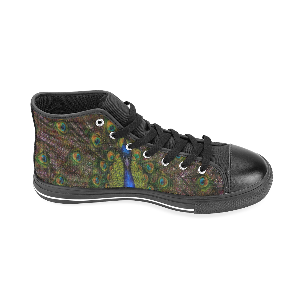 Awesome Peacock Men’s Classic High Top Canvas Shoes /Large Size (Model 017)