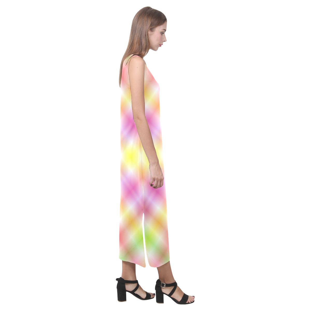 Geometric Floral Summer - Sky Phaedra Sleeveless Open Fork Long Dress main image 1