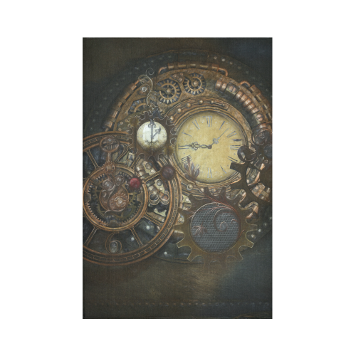 Painting Steampunk clocks and gears Cotton Linen Wall Tapestry 60"x 90"