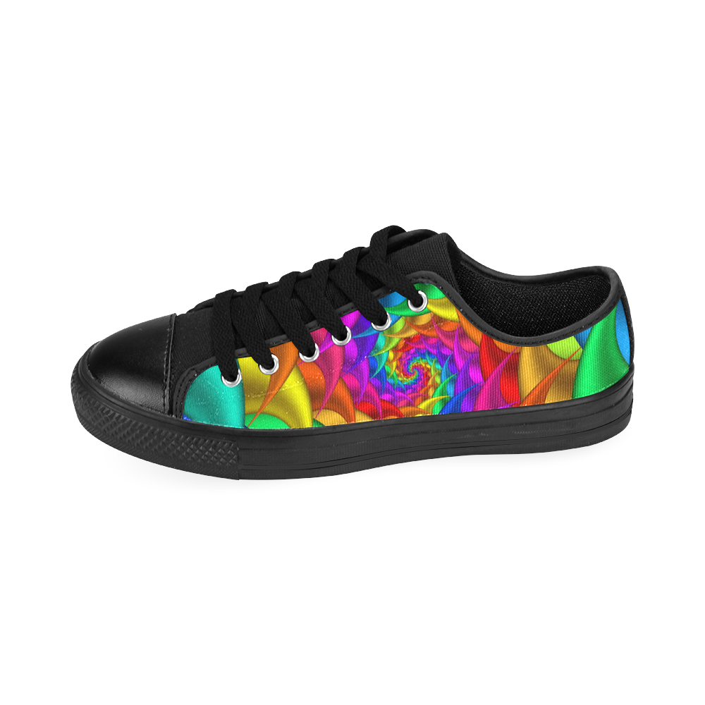 Psychedelic Rainbow Spiral Fractal Men's Classic Canvas Shoes/Large Size (Model 018)