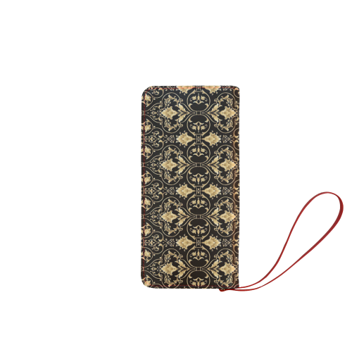 Damask gold and red Women's Clutch Wallet (Model 1637)