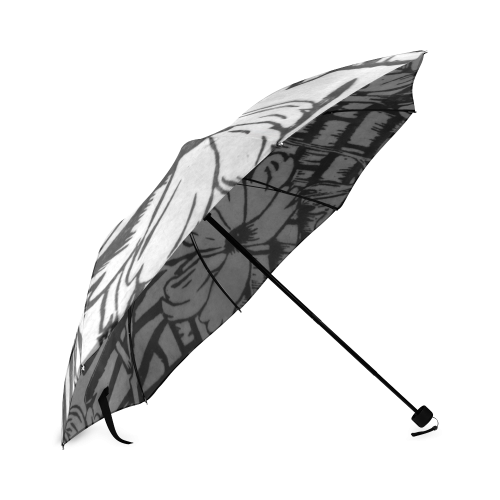 black and white palm flowers Foldable Umbrella (Model U01)