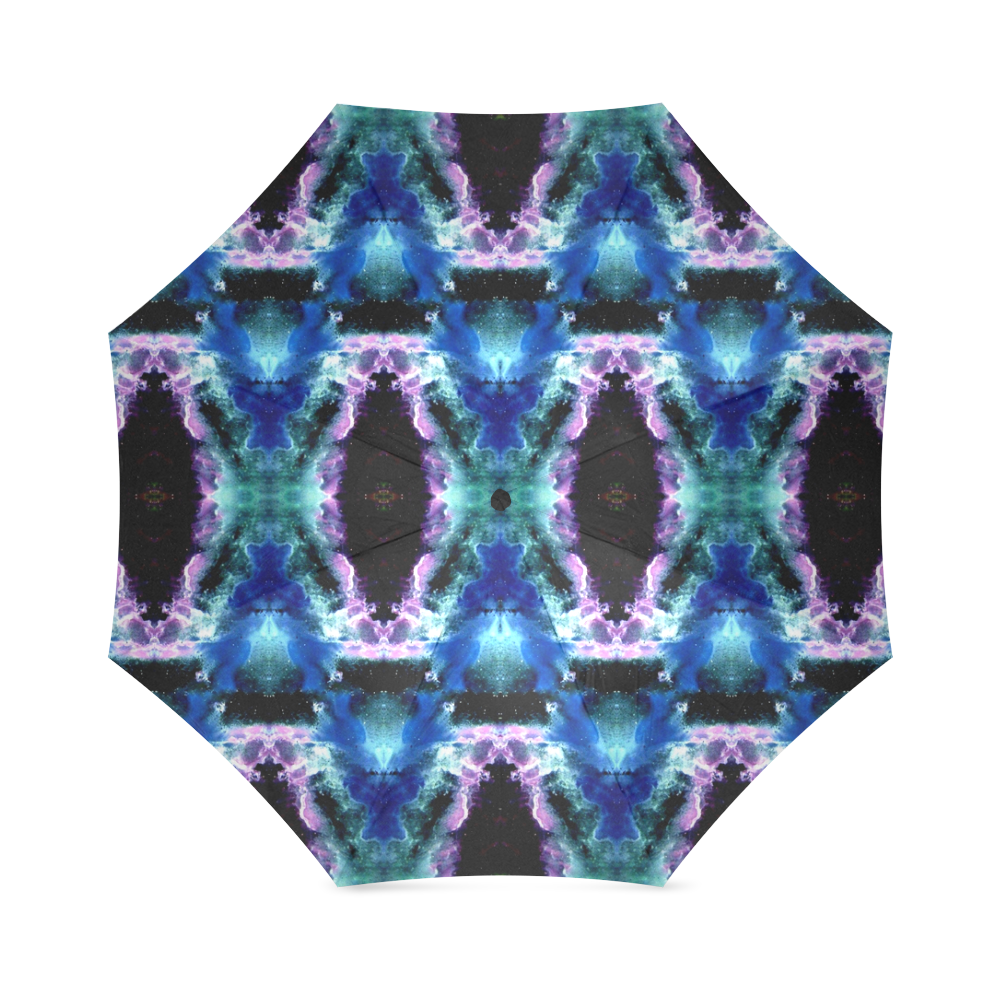 Blue, Light Blue, Metallic Diamond Pattern Foldable Umbrella (Model U01)