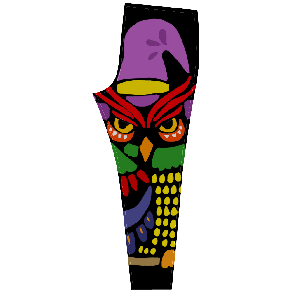 Colorful Owl Wizard Abstract Cassandra Women's Leggings (Model L01)