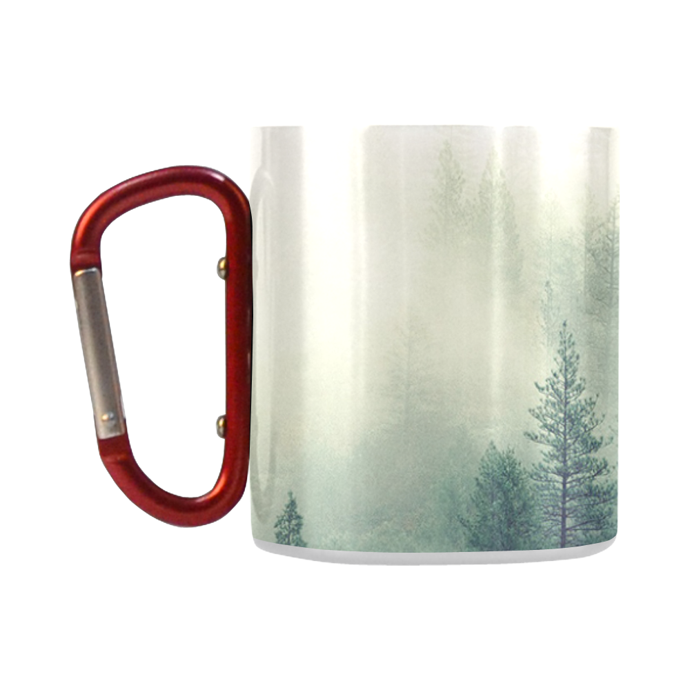 Calming Green Nature Forest Scene Misty Foggy Classic Insulated Mug(10.3OZ)