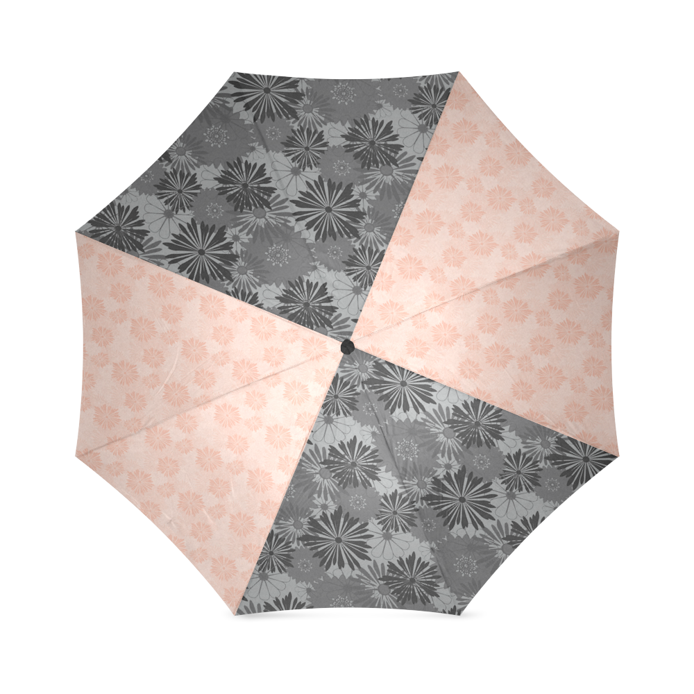 Wedding Day Pink & Grey Floral by Aleta Foldable Umbrella (Model U01)