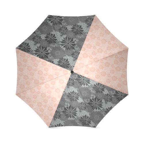 Wedding Day Pink & Grey Floral by Aleta Foldable Umbrella (Model U01)