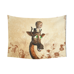 Funny, cute giraffe with fairy Cotton Linen Wall Tapestry 80"x 60"
