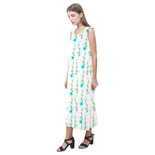 Aqua Flowers Dress Phaedra Sleeveless Open Fork Long Dress (Model D08)