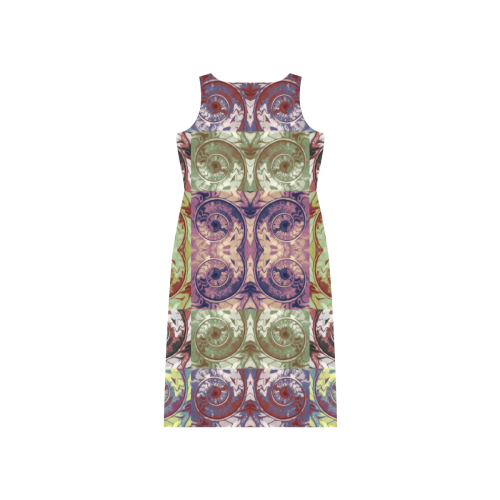 Snails Spirals Mosaic Grunge Pattern Phaedra Sleeveless Open Fork Long Dress (Model D08)