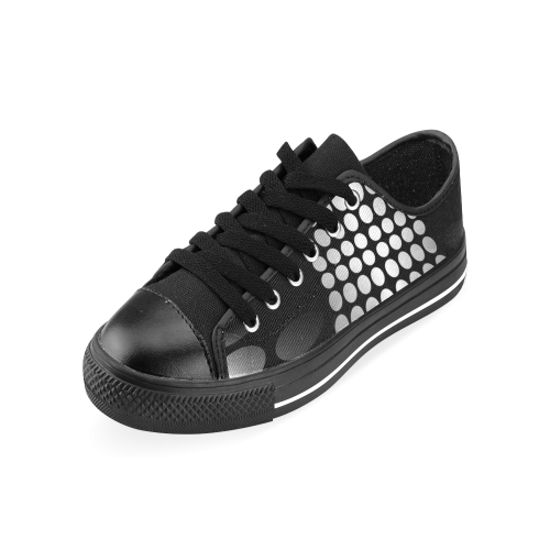 Abstract Dots HOURGLASS black grey white Men's Classic Canvas Shoes/Large Size (Model 018)
