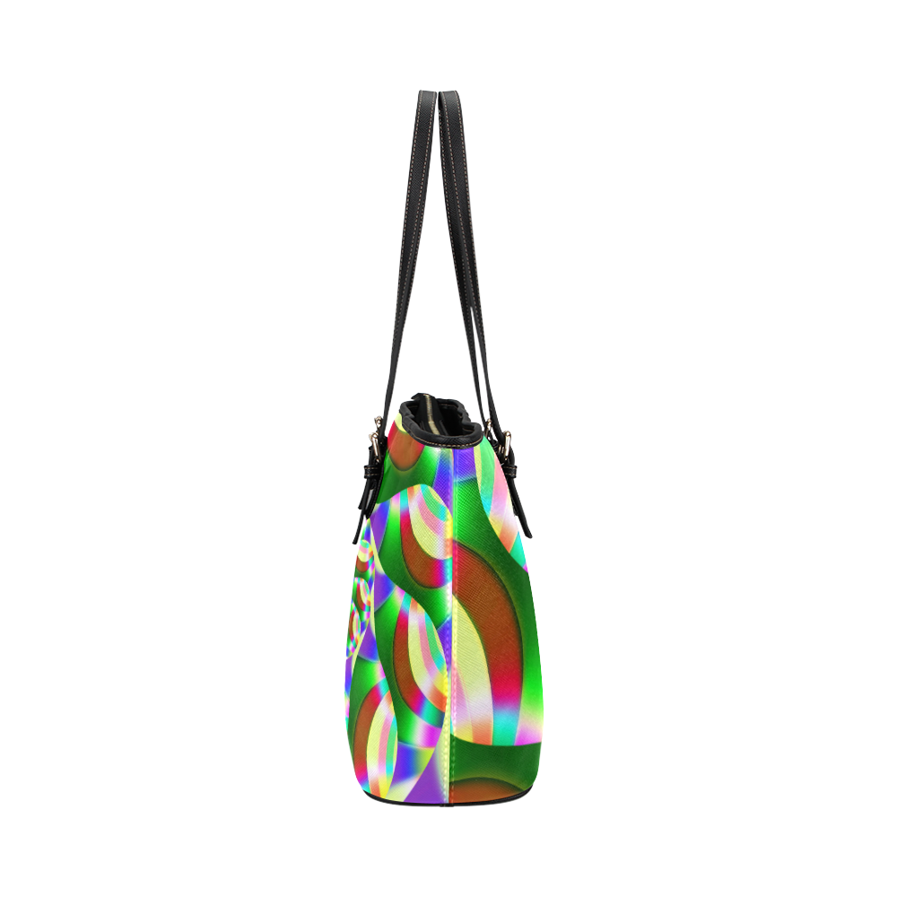Colorful Bubble Gum Blows Leather Tote Bag/Small (Model 1651)