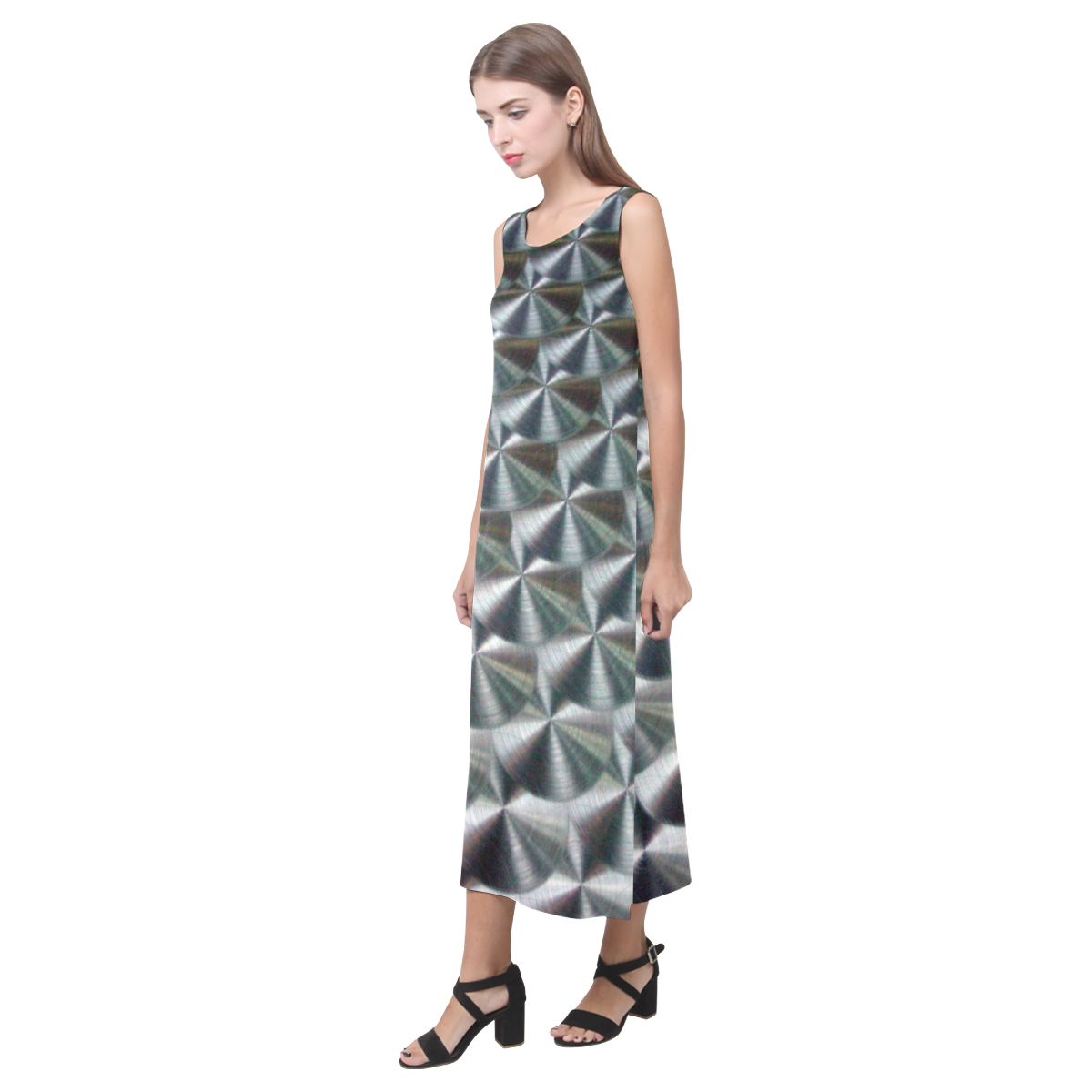 Diamond in the Bluff Grey Phaedra Sleeveless Open Fork Long Dress
