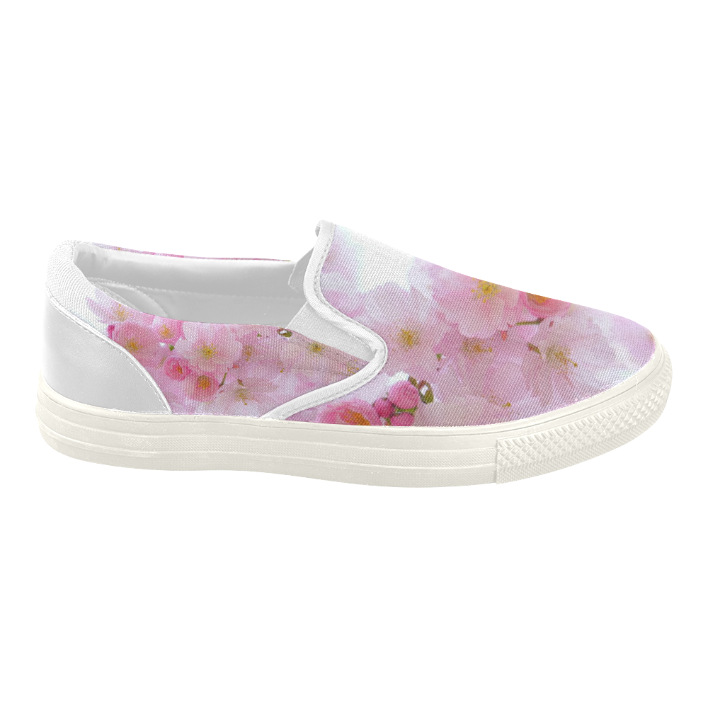 Beautiful Pink Japanese Cherry Tree Blossom Women's Slip-on Canvas Shoes (Model 019)