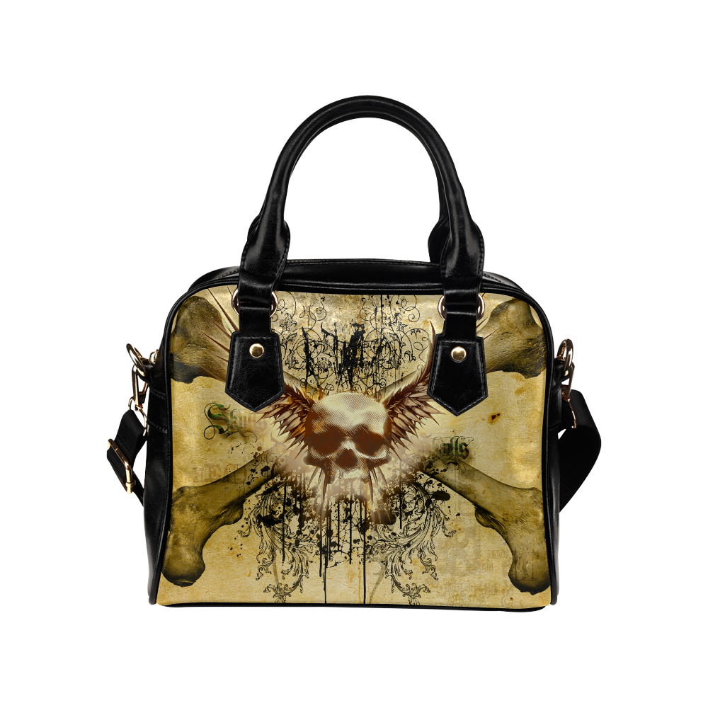 Amazing skull, wings and grunge Shoulder Handbag (Model 1634)