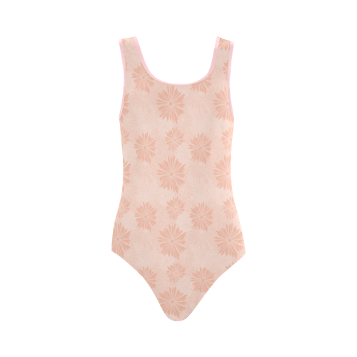 Wedding Day Pink Floral by Aleta Vest One Piece Swimsuit (Model S04)