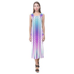 Star fall in rainbow landscape Phaedra Sleeveless Open Fork Long Dress (Model D08)