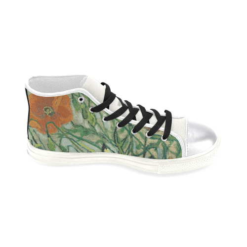 Van Gogh Poppies Butterflies Nature Women's Classic High Top Canvas Shoes (Model 017)