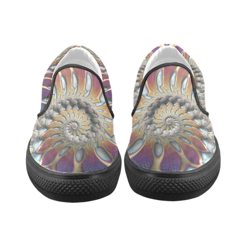 Iridescent Spiral Women's Unusual Slip-on Canvas Shoes (Model 019)