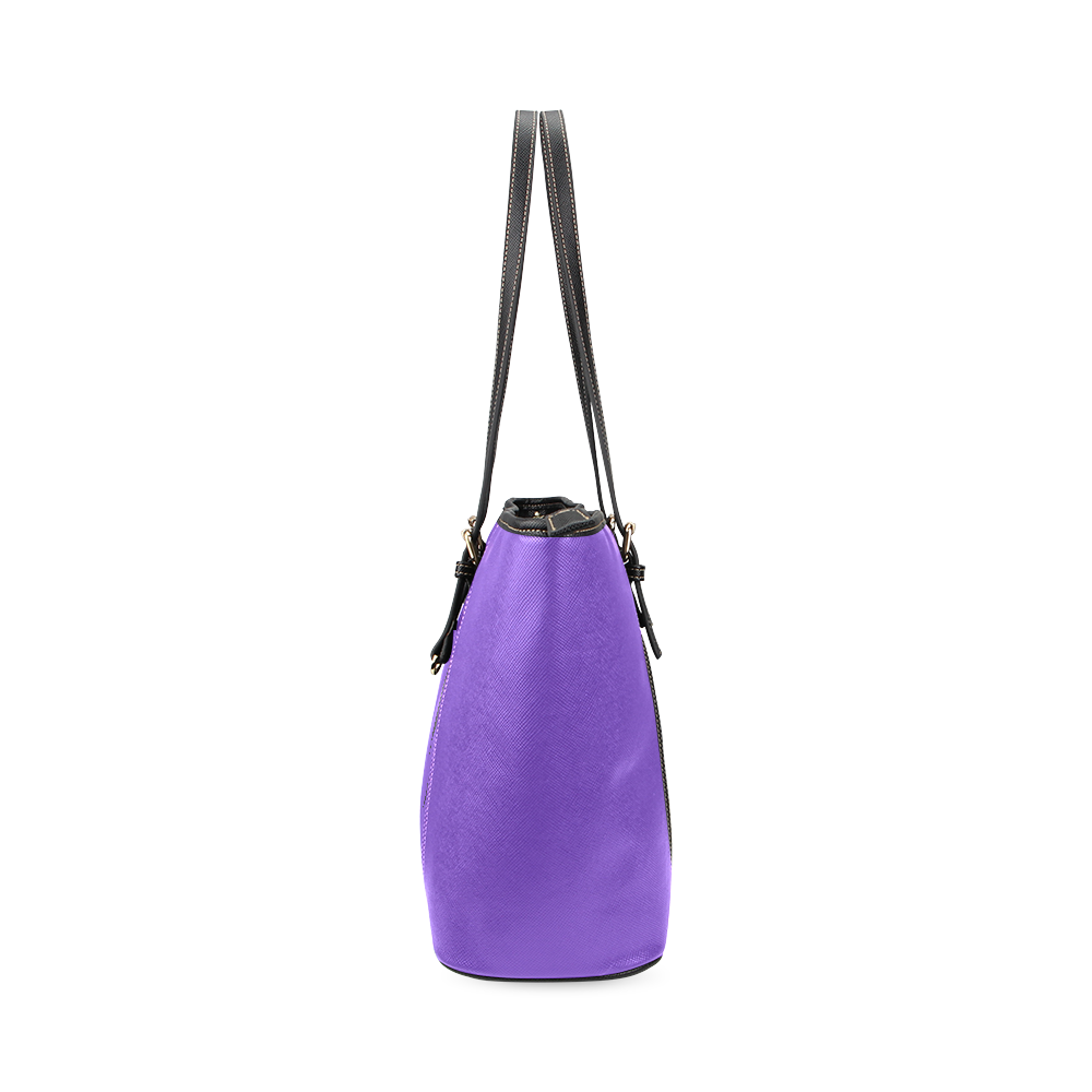 Crazy Bat Lady Purple Tote Leather Tote Bag/Large (Model 1640)
