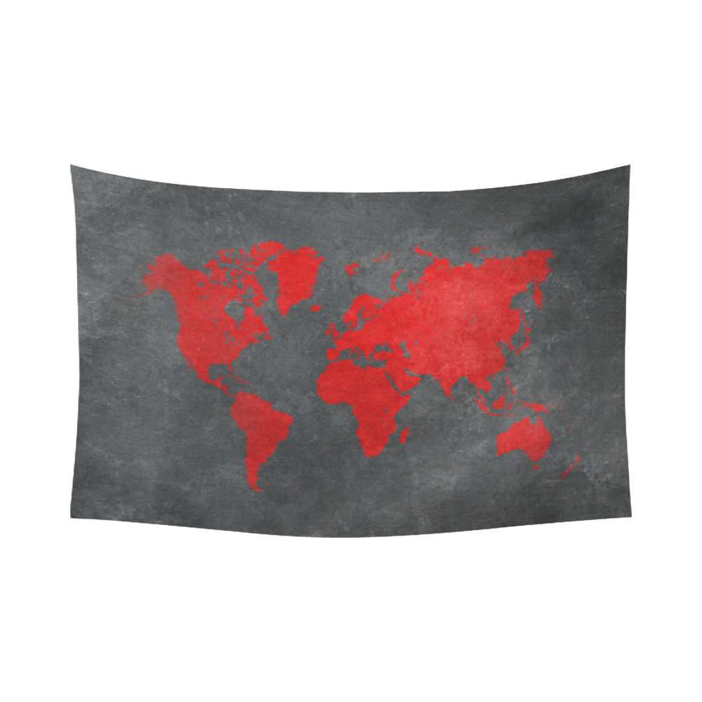 world map 24 Cotton Linen Wall Tapestry 90"x 60"