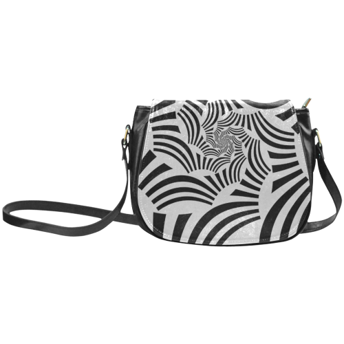 Crazy Spiral Black Stripes Classic Saddle Bag/Large (Model 1648)