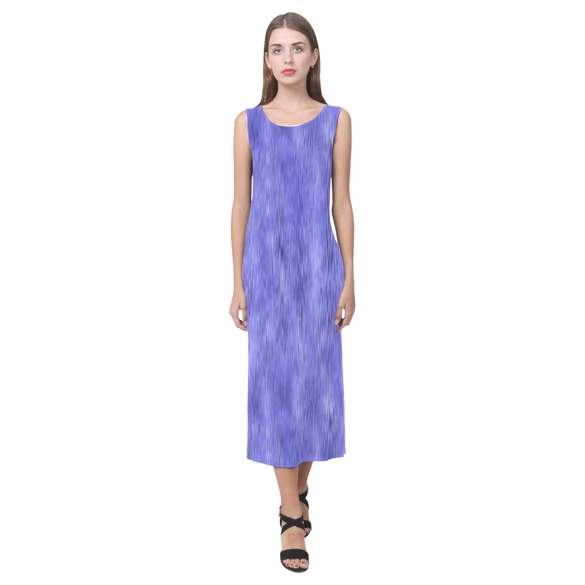 Blue Purple and Lavender Ombre Phaedra Sleeveless Open Fork Long Dress (Model D08)
