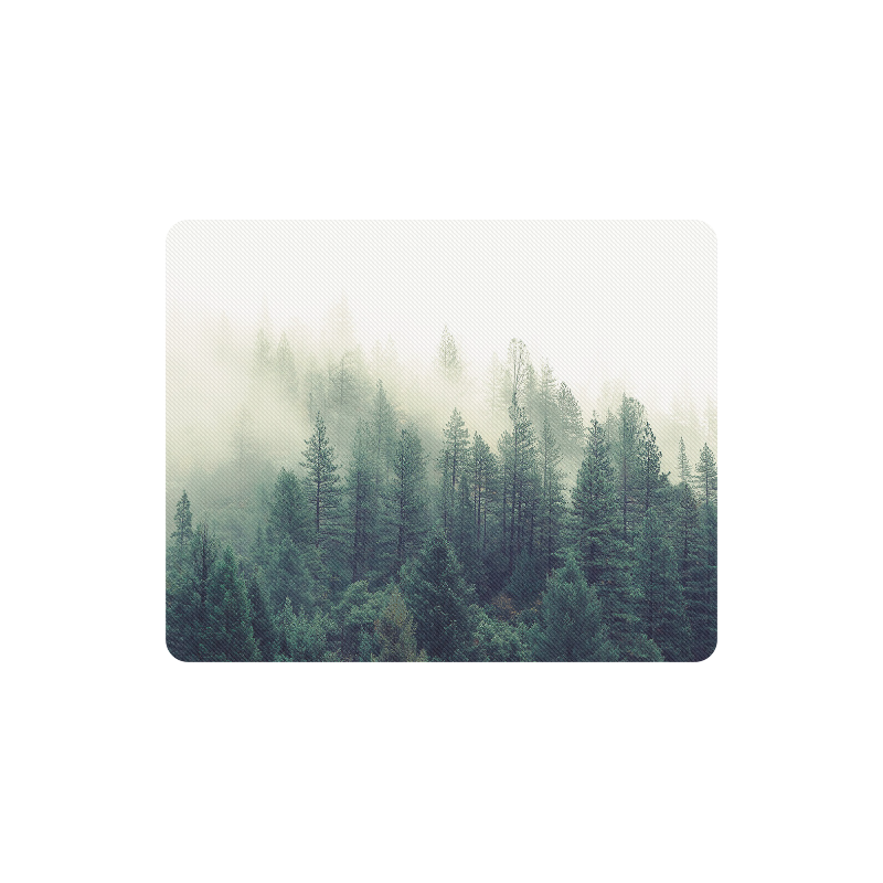 Calming Green Nature Forest Scene Misty Foggy Rectangle Mousepad