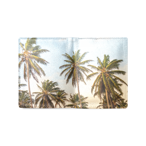 Chilling Tropical Palm Trees Blue Sky Scene Men's Leather Wallet (Model 1612)